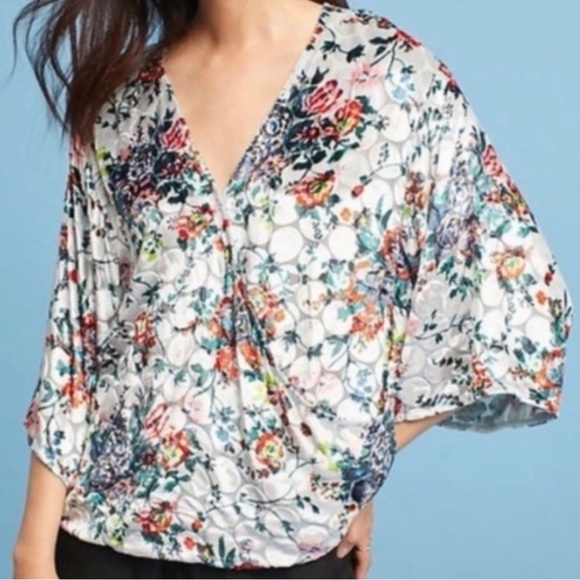 Maeve Tops - Maeve Kimono Sleeve Velvet Blouse